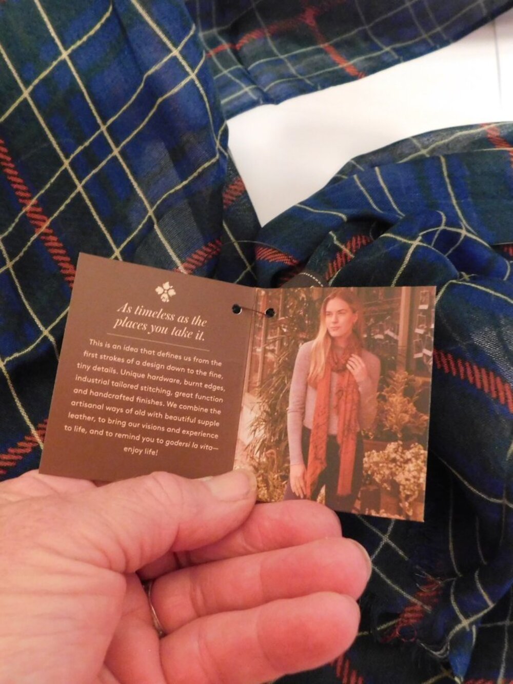 Patricia Nash Blue Green Tartan Plaid Scarf NEW - Picture 6 of 7